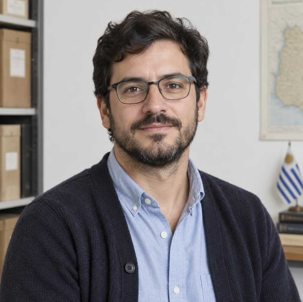 Portrait of a Latin American man researcher with a short beard and glasses