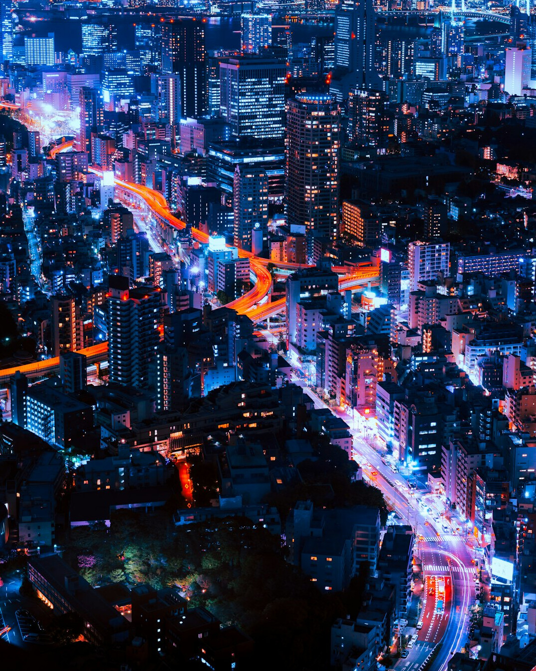 nighttime city lights