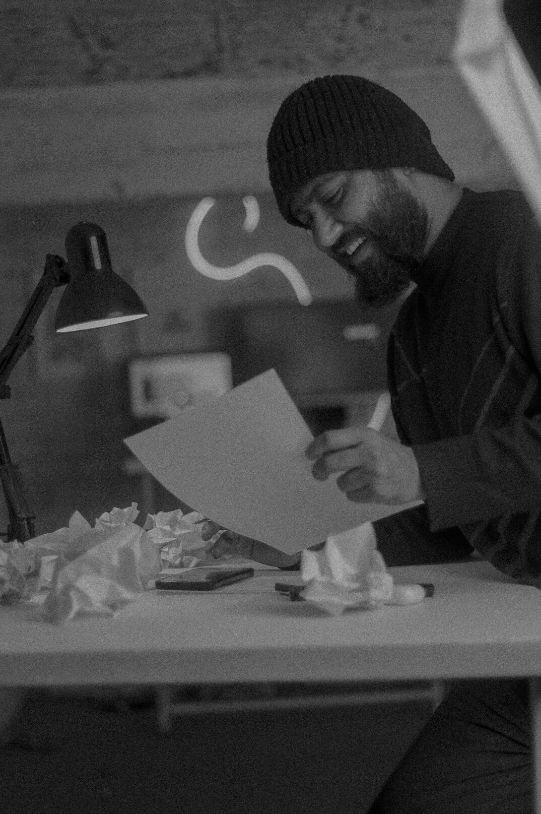 detective reviewing old documents