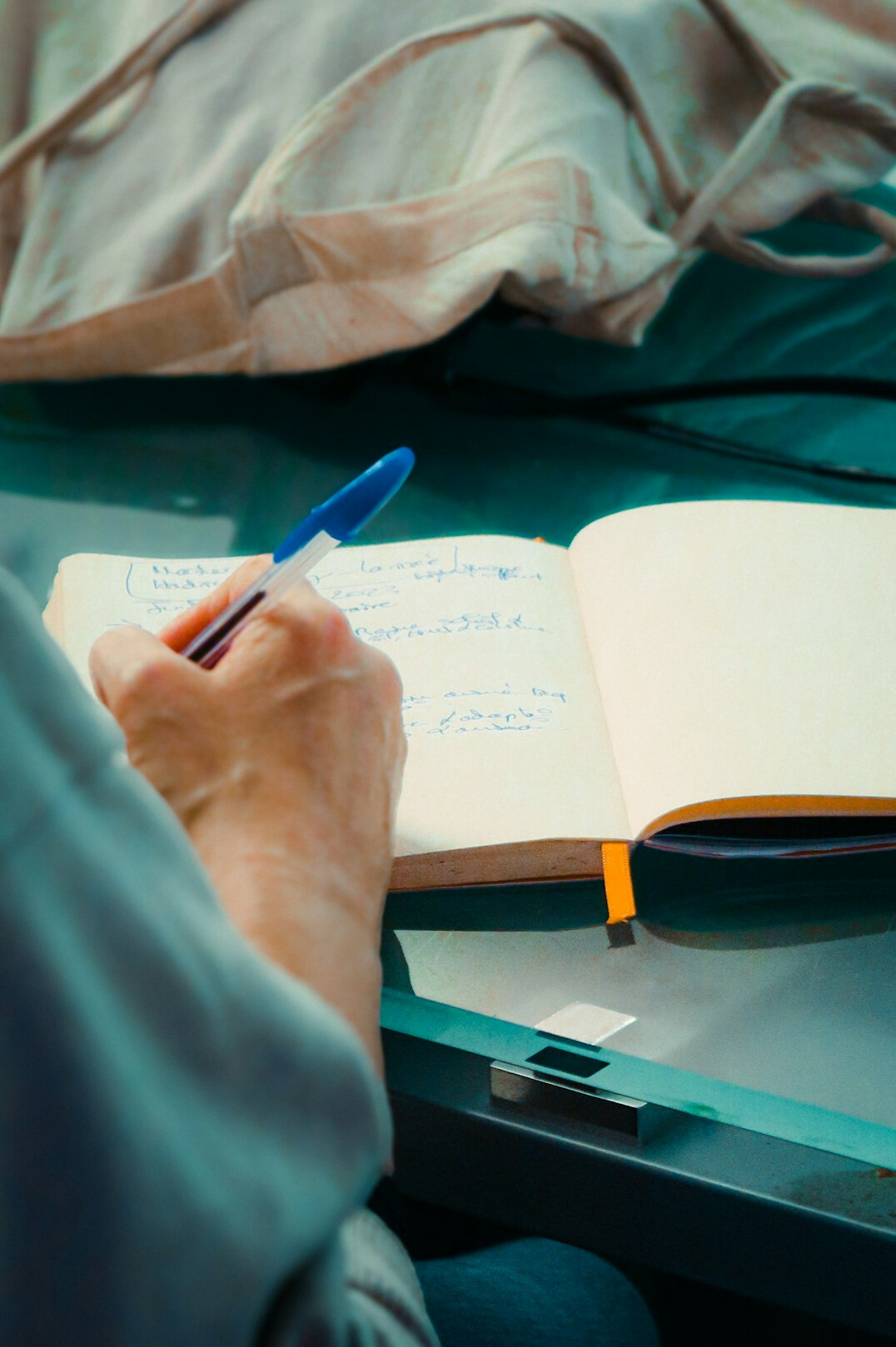 person reviewing notes